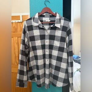 Faherty Grey and Black Plaid Flannel - Women’s Large